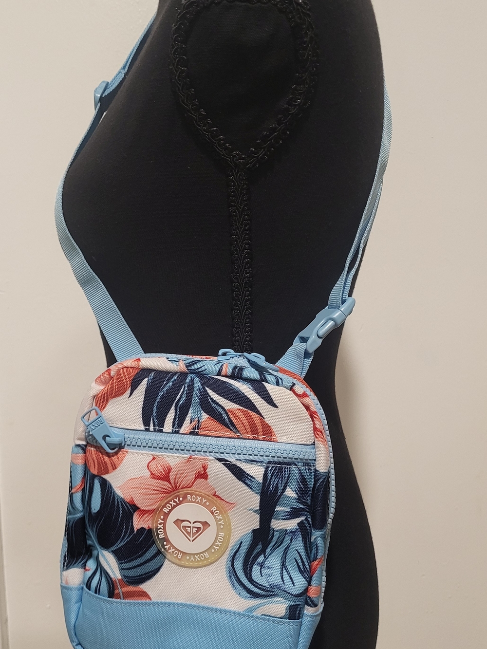 Roxy Light Blue Floral Mini Crossbody Bag